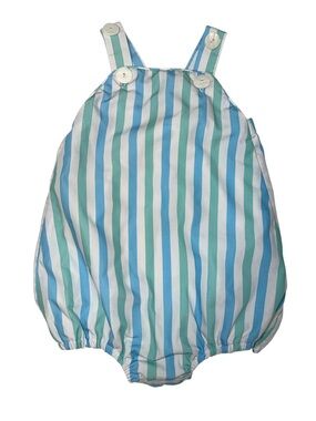EUC Cecil & Lou Striped blue and mint Baby Bubble Romper 9months